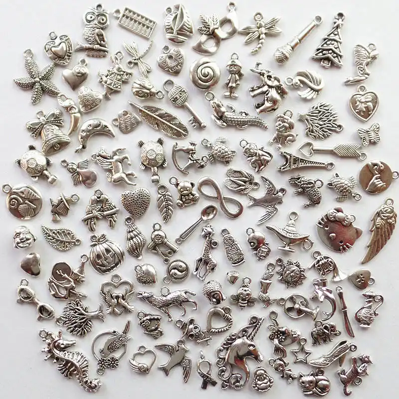 52Pcs//Set Bulk Lots Tibetan Silver Mix Charms 26 Letter A-Z Pendants Jewelry