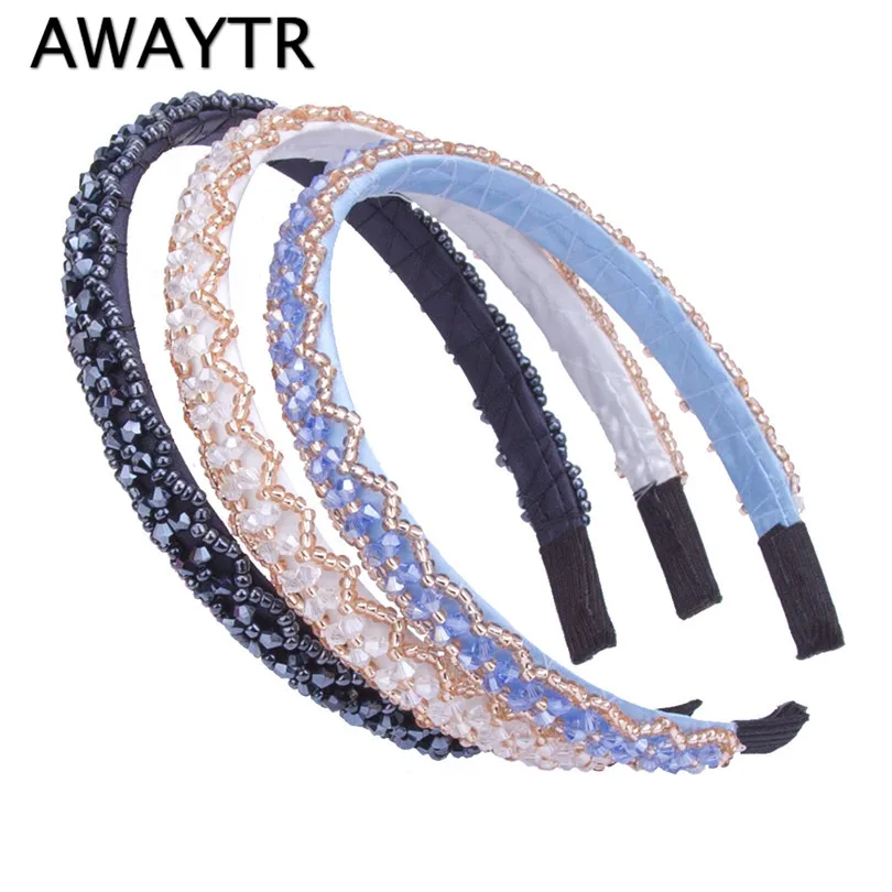 

Brand New Fashion Women Girl Metal Crystal Hairbands Headband Black White Gilrs Beaded Hair Jewelry Hair Band Accessories