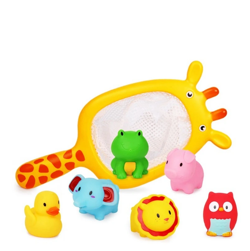Beiens игрушки для ванной 7pcs малышей уточка сетка игрушек в ванную пляжные бассейн