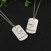 Customized Silver 2 Pendant Necklaces Personalized Engrave Name Family Jewelry Lovers Necklaces BBF Valentine’s Day Jewelry