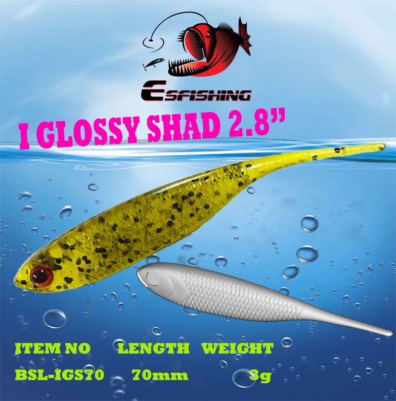 

Esfishing 3D Eye Fishing lures Soft Plastic Bait Lifelike Crankbait 10pcs 7cm/2.8g Esfishing I Gloss Shad 2.8" Carp Wobblers