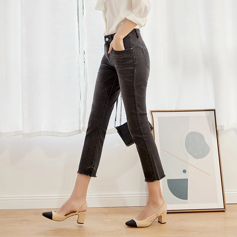 LEIJIJEANS Новое поступление весенние черные и белые расклешенные джинсы больших