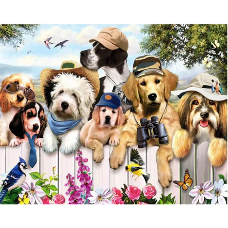 5d diy Diamond Embroidery Dog square cross stitch Painting Animal Crystal Full Round Mosaic Needlework Picture v2156 | Дом и сад