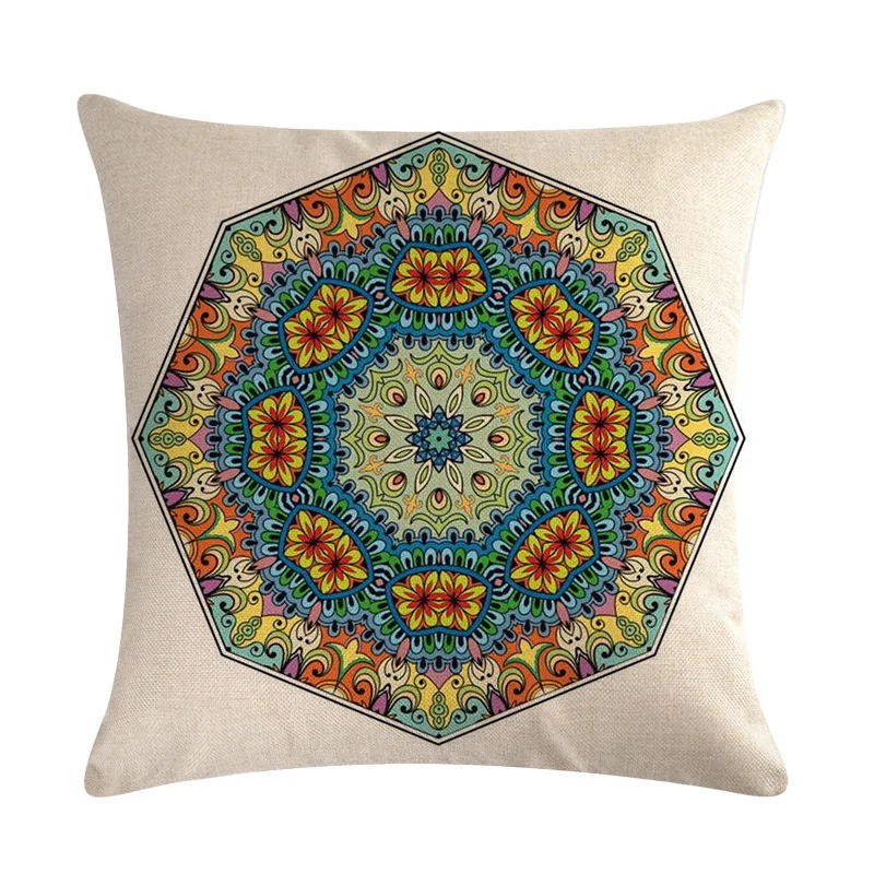 Paint Cushion Cover 45x45cm Boho Decoration Vintage Mandala Round Printed Flax Fluffy Pillowcase Ethnic Garden Rattan Chair Paint Cushion Cover 45x45cm Boho Decoration Vintage Mandala Round Printed Flax Fluffy Pillowcase Ethnic Garden Rattan Chair