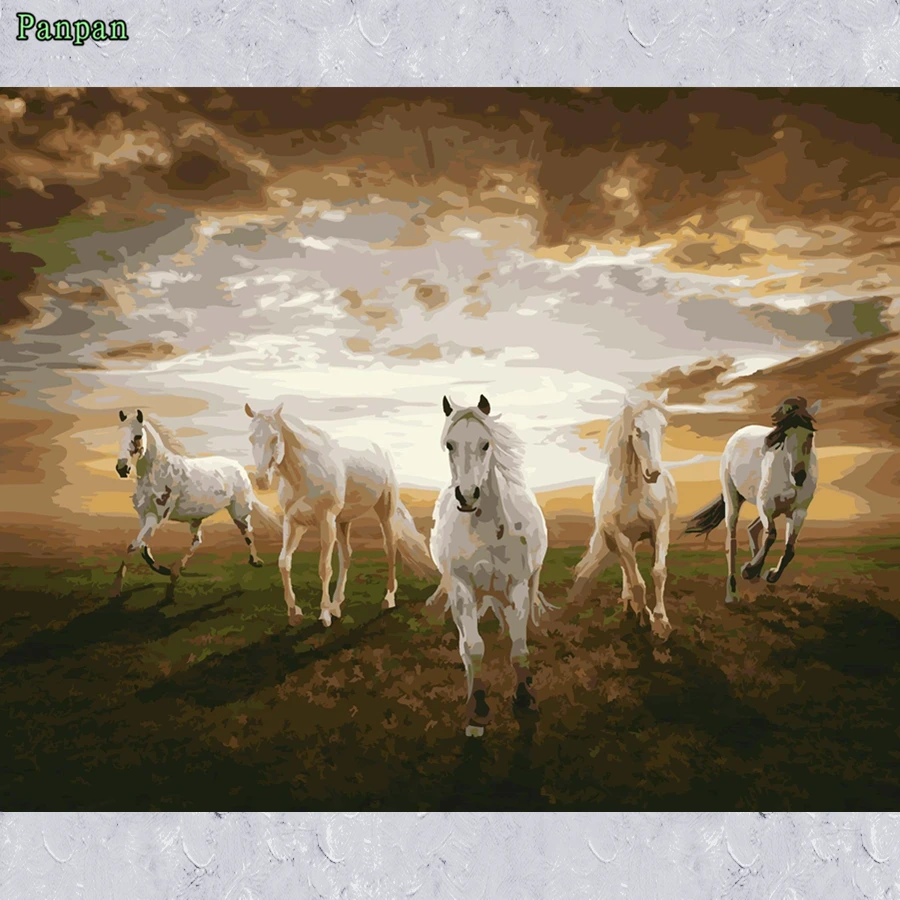 

3D Unframed Pictures DIY Digital painting by numbers Modern Home decor Hand painted canvas paintings Horse wall art Unique Gifts