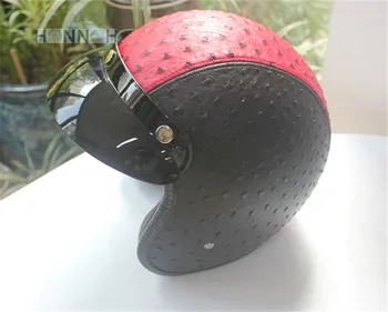

Hot Sale cafe racer 3/4 Leather Open Face Half for Moto Motorcycle Helmet vintage Motorbike Vespa capacete Chopper Bike