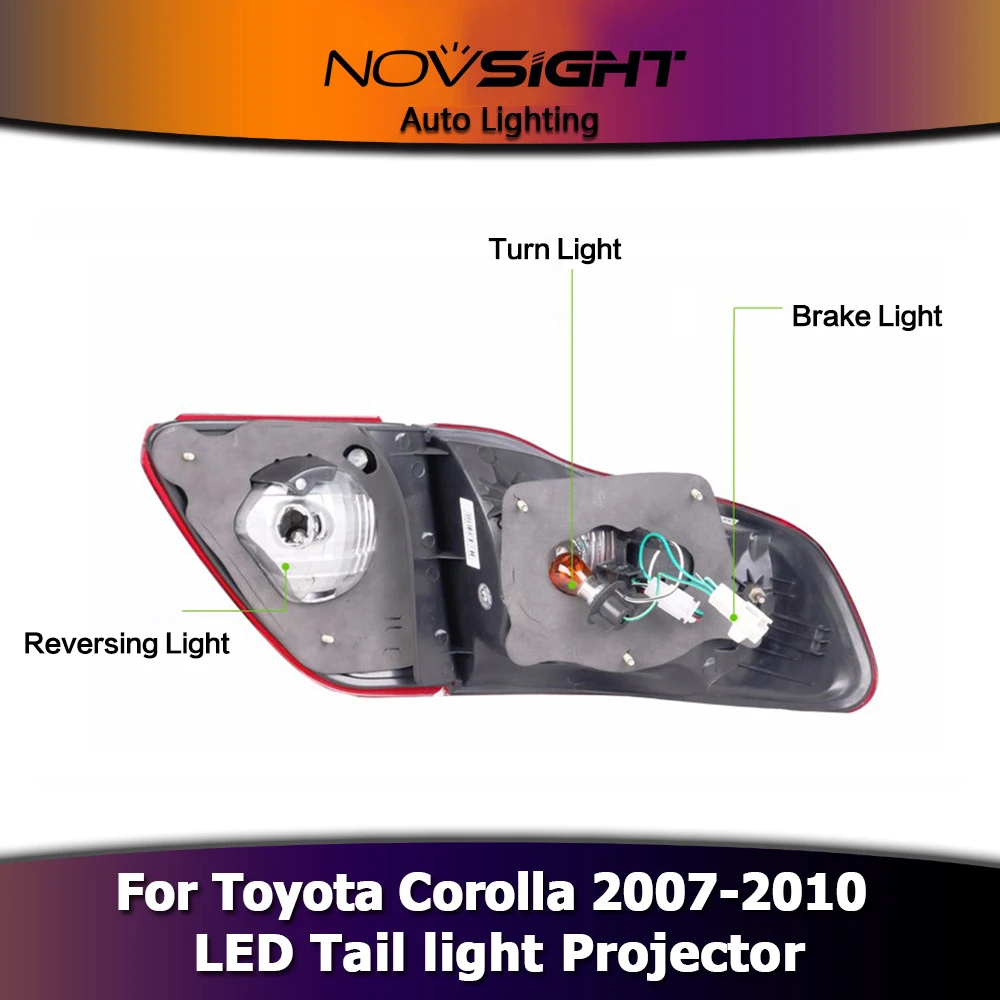 NOVSIGHT 2 шт. Автомобильный свет светодиодный фары в сборе задний фонарь Поворотная сигнальная лампа проектор набор для Toyota Corolla 2007 2008 2009-2010