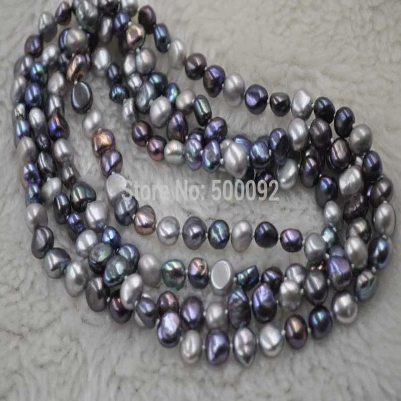 

120cm Baroque freshwater multicolor pearl necklace free shipping