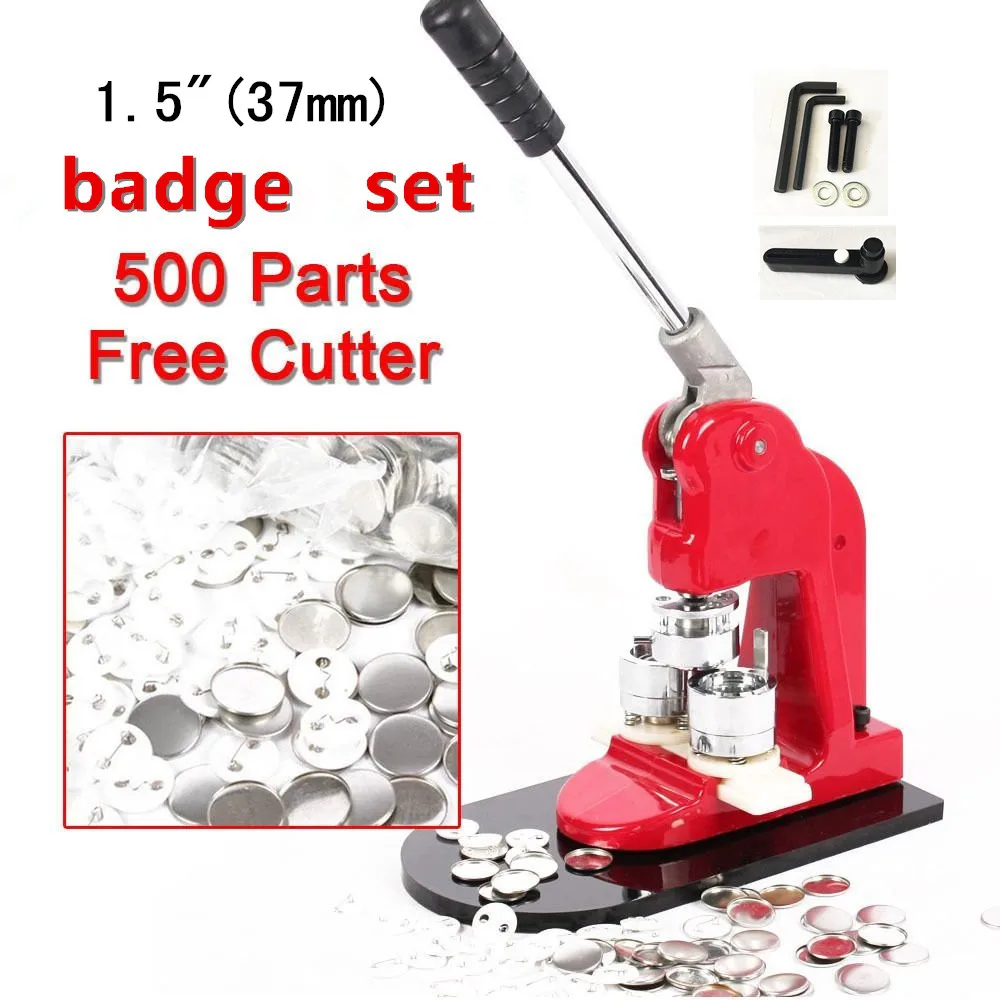 

cheap sale 37mm (1.5") tin badge set button making machine badge press maker with 500pcs pin button