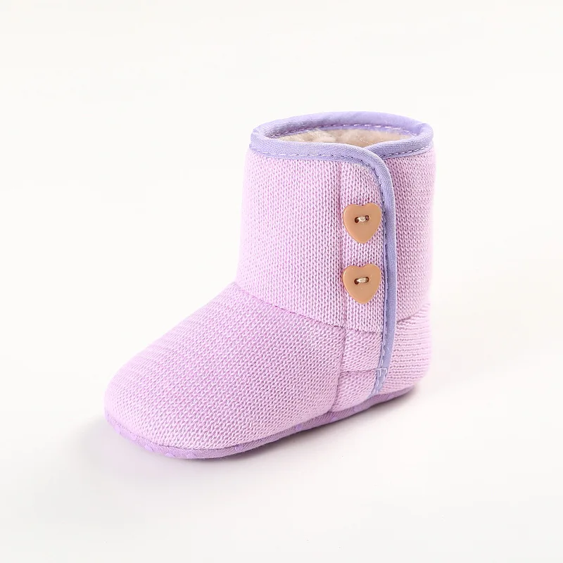 purple Новинка года; теплые пинетки; вязаные зимние сапоги для маленьких мальчиков и девочек; милые мягкие сапоги с мехом для От 0 до 1 года - Цвет: purple