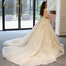 Свадебное платье 2018 Кружево свадебное платье с открытыми плечами длинным шлейфом бальное платье свадебное платье