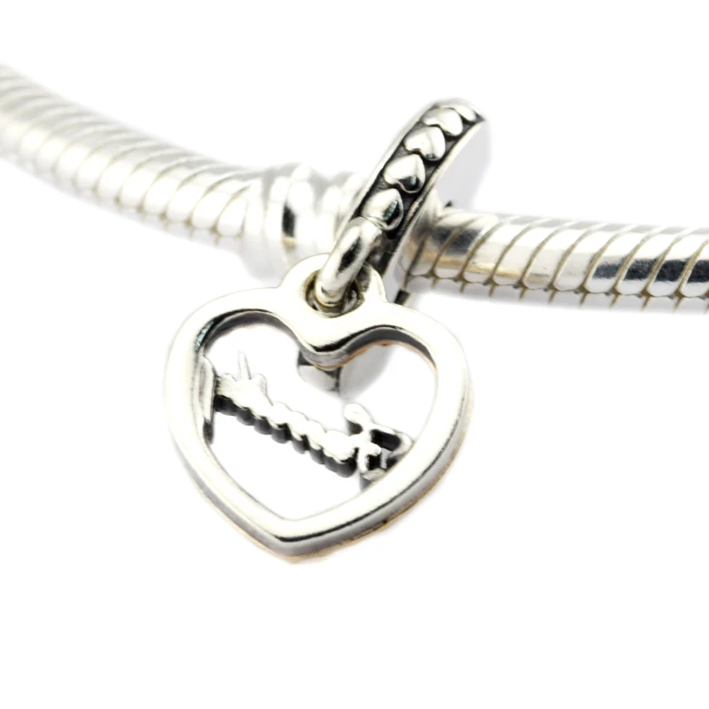 Loving Family Dangle Heart Beads for jewelry making Fit woman DIY charms Bracelet & Bangle sterling silver charm Loving Family Dangle Heart Beads for jewelry making Fit woman DIY charms Bracelet & Bangle sterling silver charm
