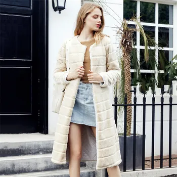 

Faux Fur Coat Beige Yellow Plus Size Loose Fur Jacket 2019 New Autumn Winter Fashion Long Sleeve Warmth Clothing Feminina LD1137