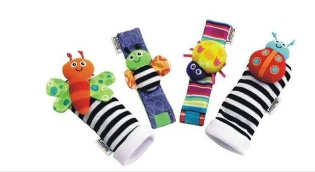 4 шт./цена новорожденных 0~ 24 месяцев Детские носки с животными носки для ног погремушки игрушки Развивающие мягкие наручные игрушки носки плюс колокольчик