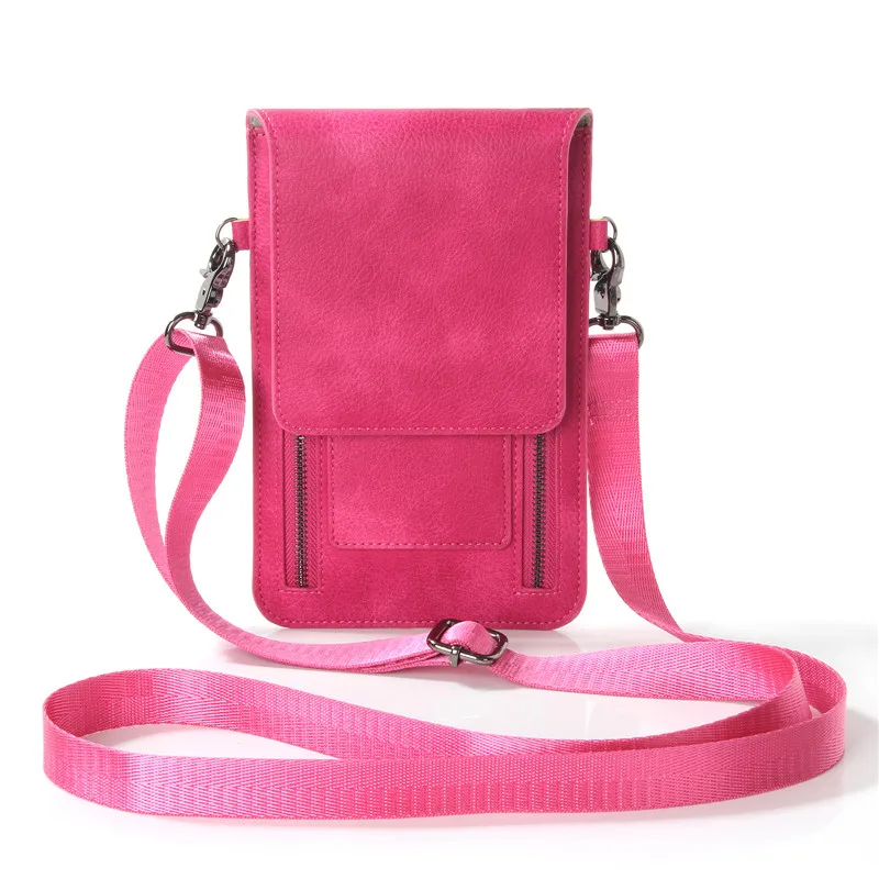 CHEZVOUS 4 Colors PU Leather 2 Zipper Phone Bag Vintage Women Shoulder Bags Crossbody Bags for Women for iPhone Samsung Huawei iphone 8 phone cases More Apple Devices