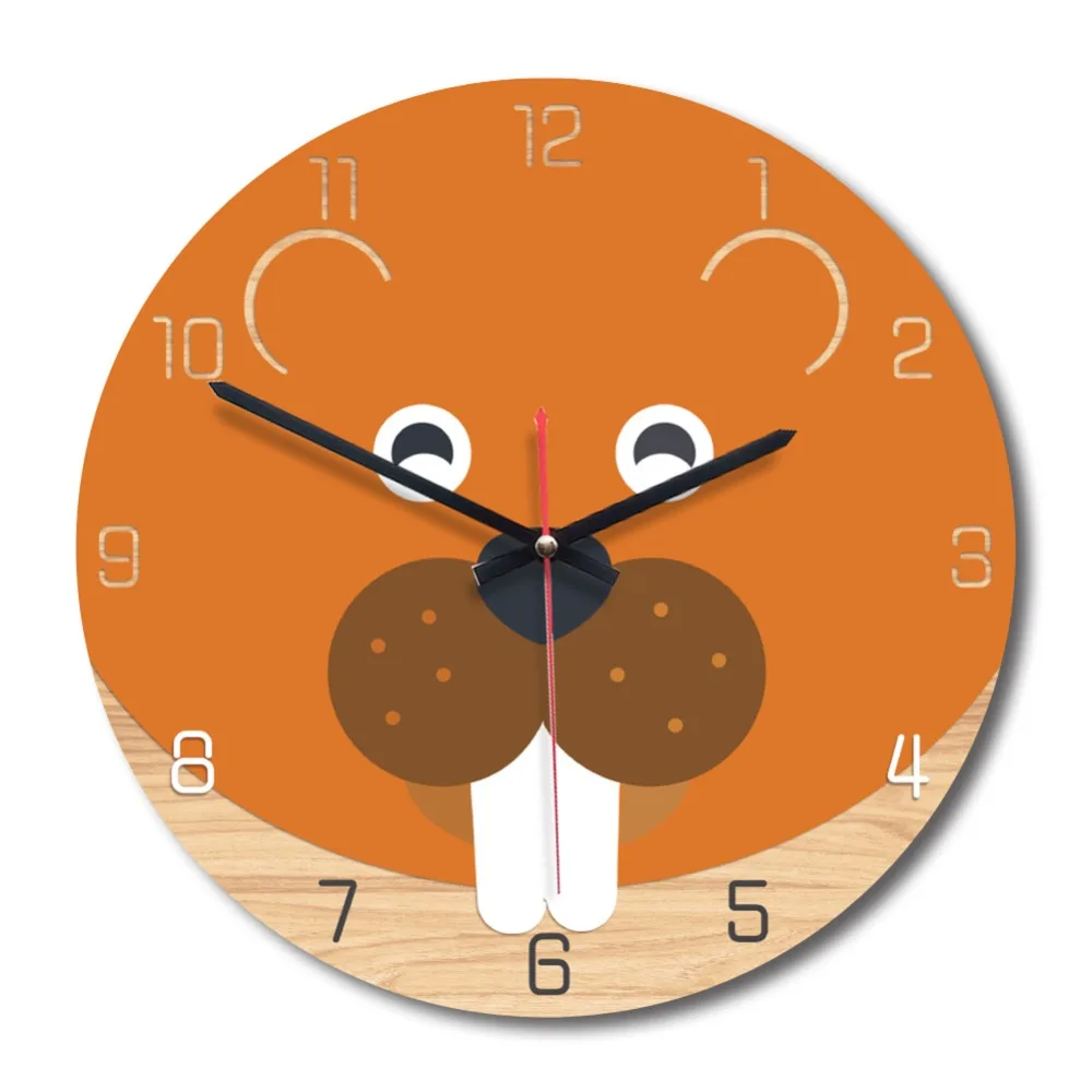 

Acrylic Animal Printed Wood Digital Wall Clock Silent Watch Home Decor for Kid Baby Children Room Decoration Wall Clock Sticker