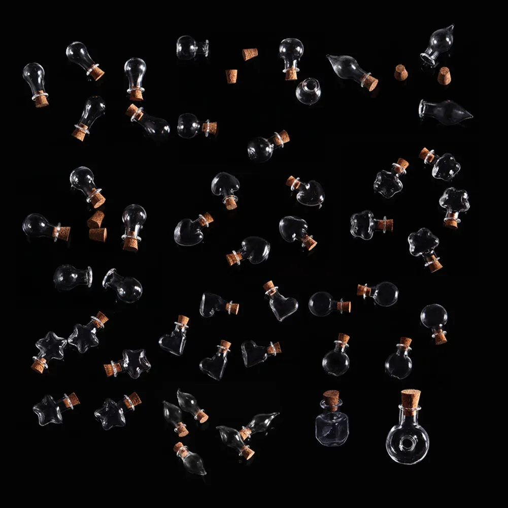 

5PCS Mini Empty Small Tiny Clear Wish Message Glass Bottles Vials Charms Pendant