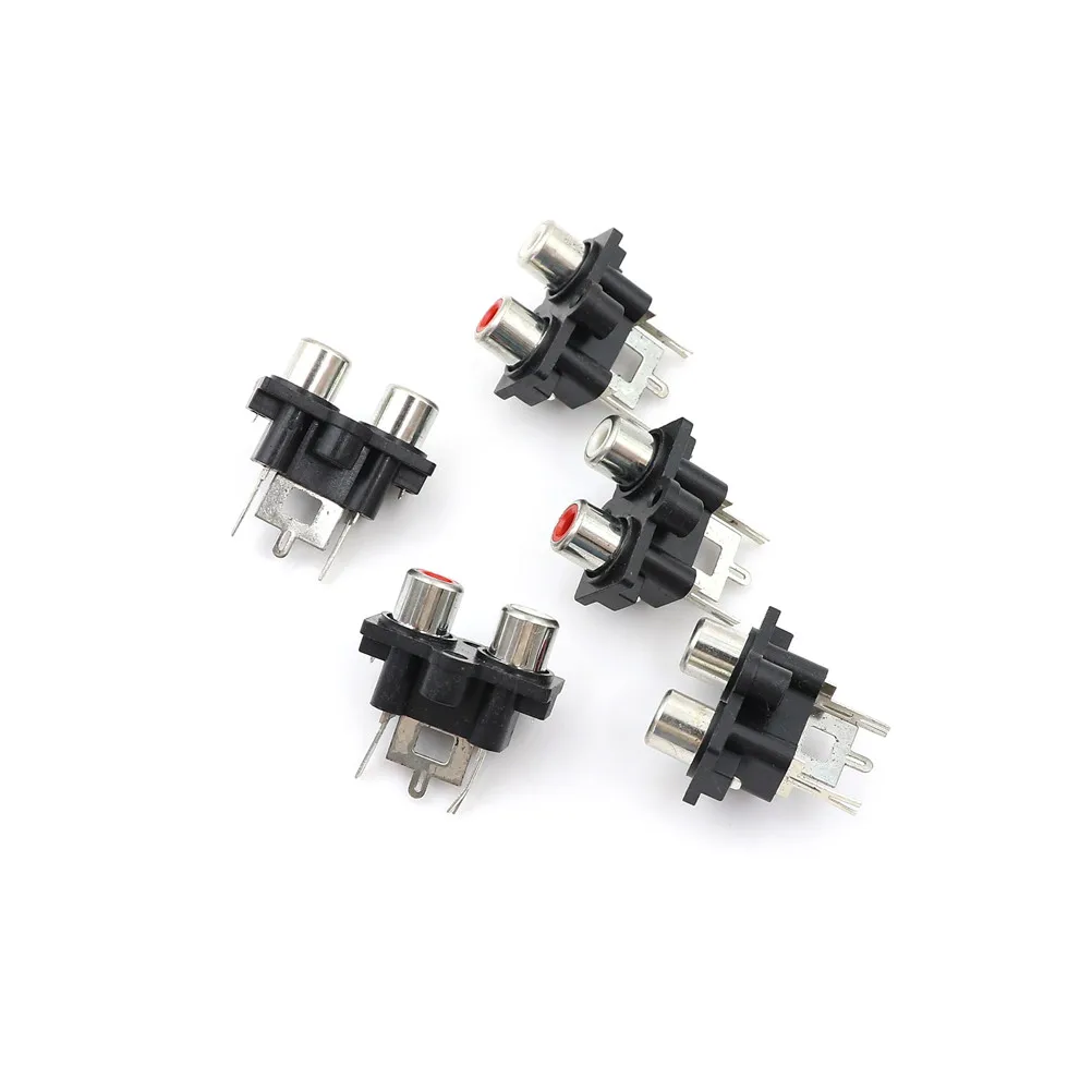 

5Pcs NEW 2 Hole RCA Female Stereo Audio Jack AV Audio Input Socket Connector Amplifier Interface Signal Connection Wholesale