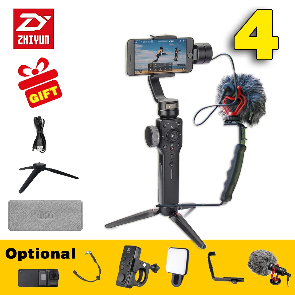 Zhiyun SMOOTH 4 3 Axis Handheld Gimbal Stabilizer for Smartphone action camera phone Portable sjcam cam VS dji osmo feiyu Gopro Zhiyun SMOOTH 4 3 Axis Handheld Gimbal Stabilizer for Smartphone action camera phone Portable sjcam cam VS dji osmo feiyu Gopro