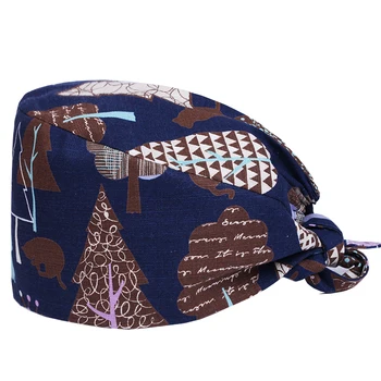 

Pine Surgical Hat Scrub Caps Medical Veterinary Work Hat Nursing Hats for Women Men 100% Cotton Adjustable Ground Caps
