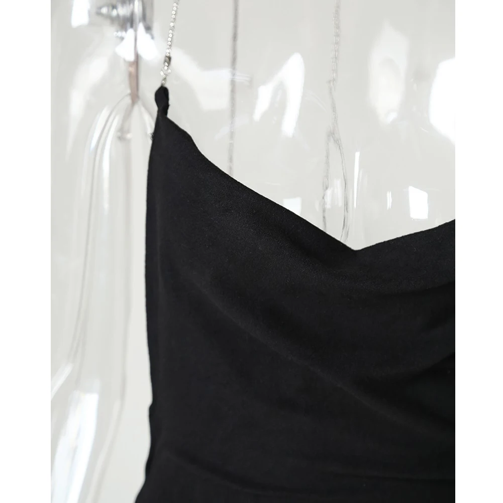 Женское сексуальное летнее платье с ремешками и блестками, облегающее платье без рукавов, женское вечернее платье без спины, клубное мини-платье черного цвета