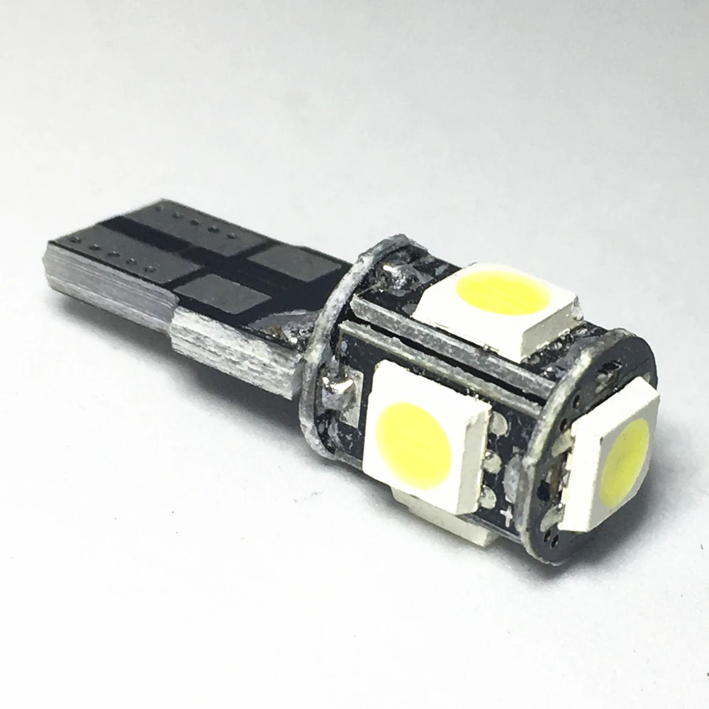 1 шт. T10 W5W светодиодные лампы для автомобильных фар(5smd 5050 led 194 168 Клин лампа Canbus белого и синего цвета красной лентой декодер знак Trun задние габаритные огни 12В ошибка лампы