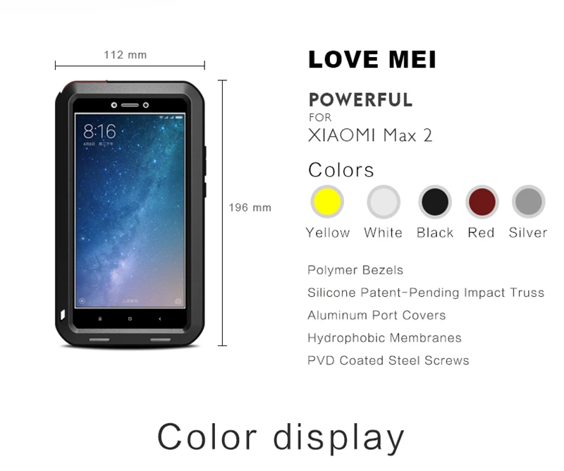 LOVE MEI Aluminum Metal Case For Xiaomi Mi Max 2 (14)