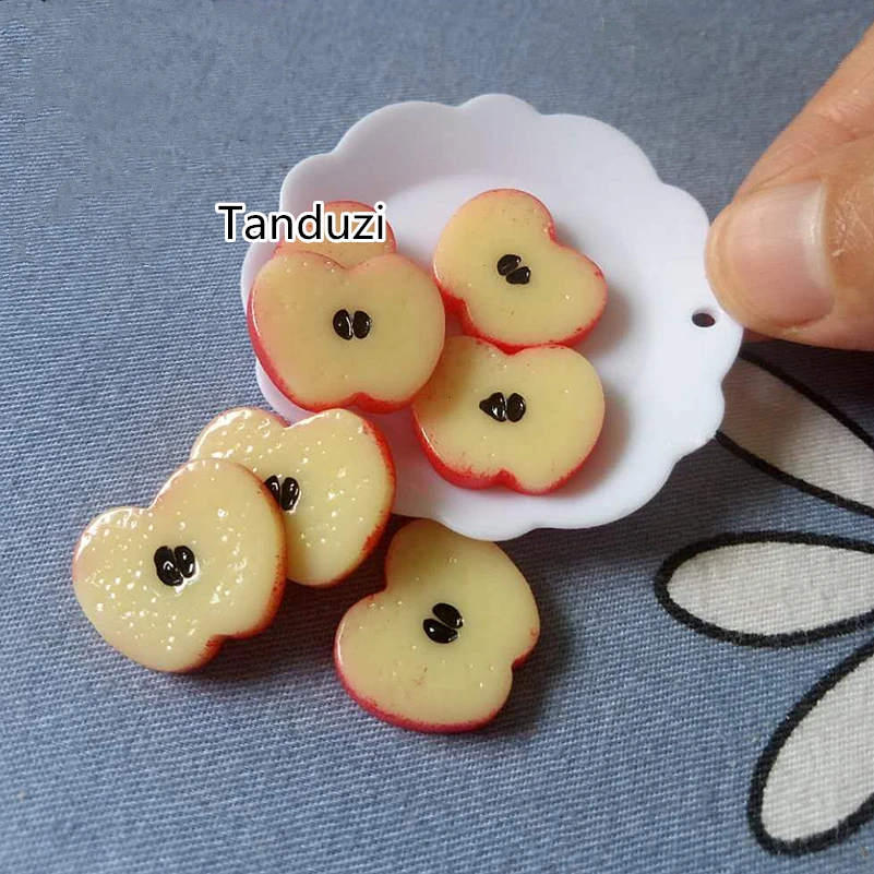 

Tanduzi 100pcs Cute Resin Apple Flatback Cabochon Resin Fruit Scrapbooking DIY
