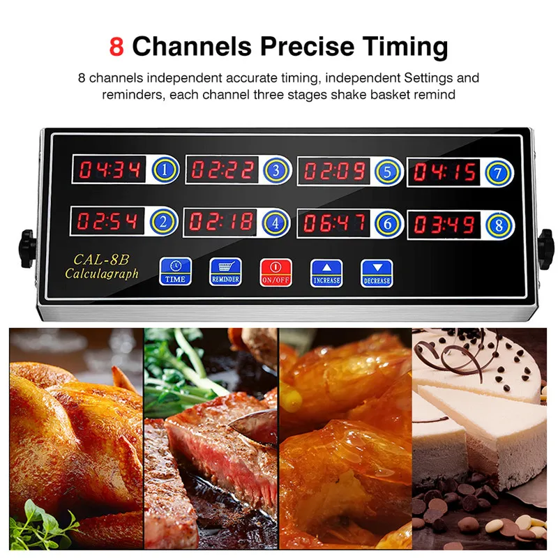 CAL-8B Portable 8 Channel Digital LCD Digital Screen Kitchen Timer Cooking Timing Alarm Clock machine Stopwatch Shaking Reminder (6)