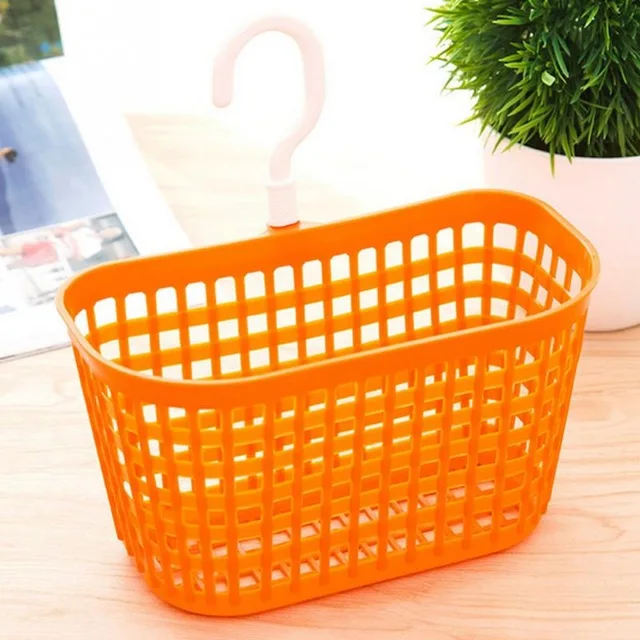 Корзина для хранения косметических принадлежностей в ванной комнате, пластиковая корзина для хранения кухонных принадлежностей - Цвет: Оранжевый