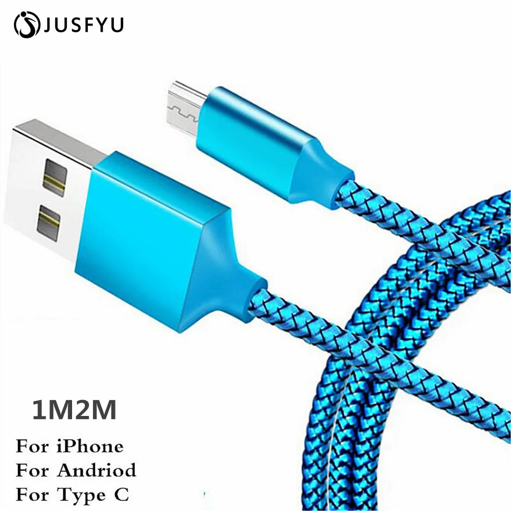 

Micro USB Cable 2.4A Fast Charging Mobile Phone USB Charger Cables Type C 1m 2m Data Sync Cable For iPhone Samsung Android Cord
