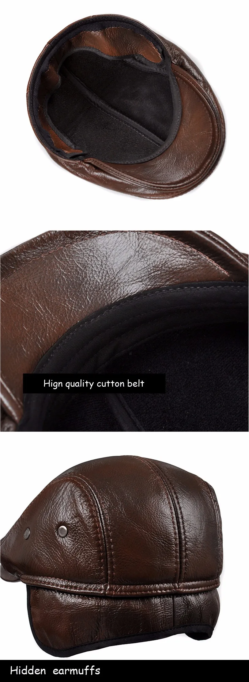 mens knit beret 2021 Genuine Leather Windproof Duckbill Berets Man Cap Cowhide Gorras Black Ear Protection Casquette Hats For Male Drake Boina beret male