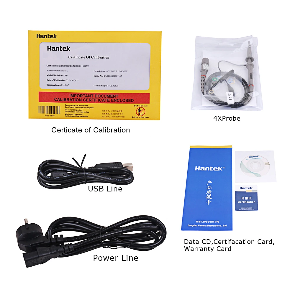Осциллограф Hantek DSO4104B 100 МГц 1GS/s 4CH EXT DVM USB PC LCD Генератор Функций автоматического