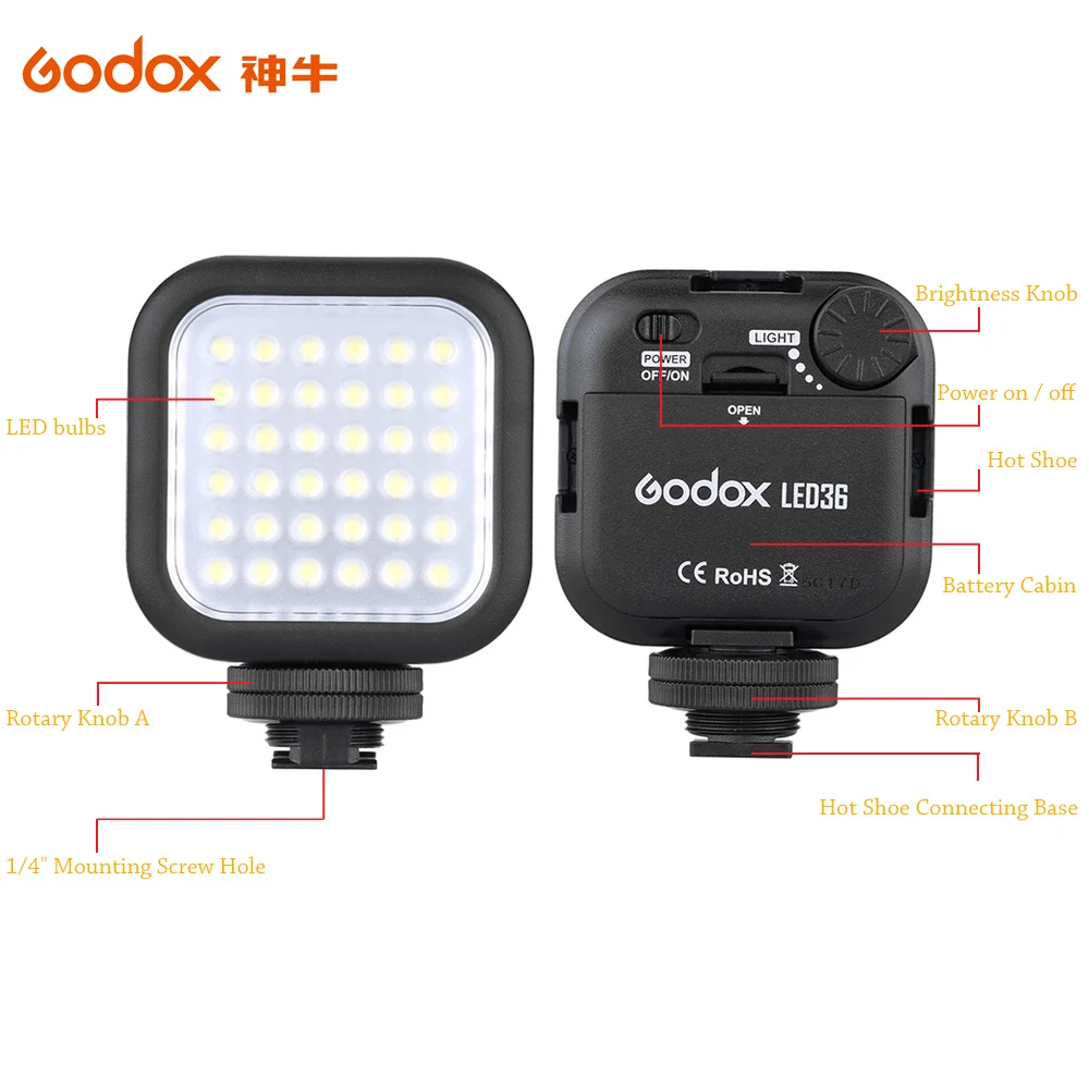 Оригинальный Godox светодио дный 36 5500 ~ 6500 К видео прожектор для фотостудии с