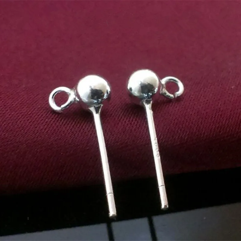 Серьги-гвоздики из стерлингового серебра 925, аксессуары из серебра, круглые украшения для ногтей 3 мм/4 мм
