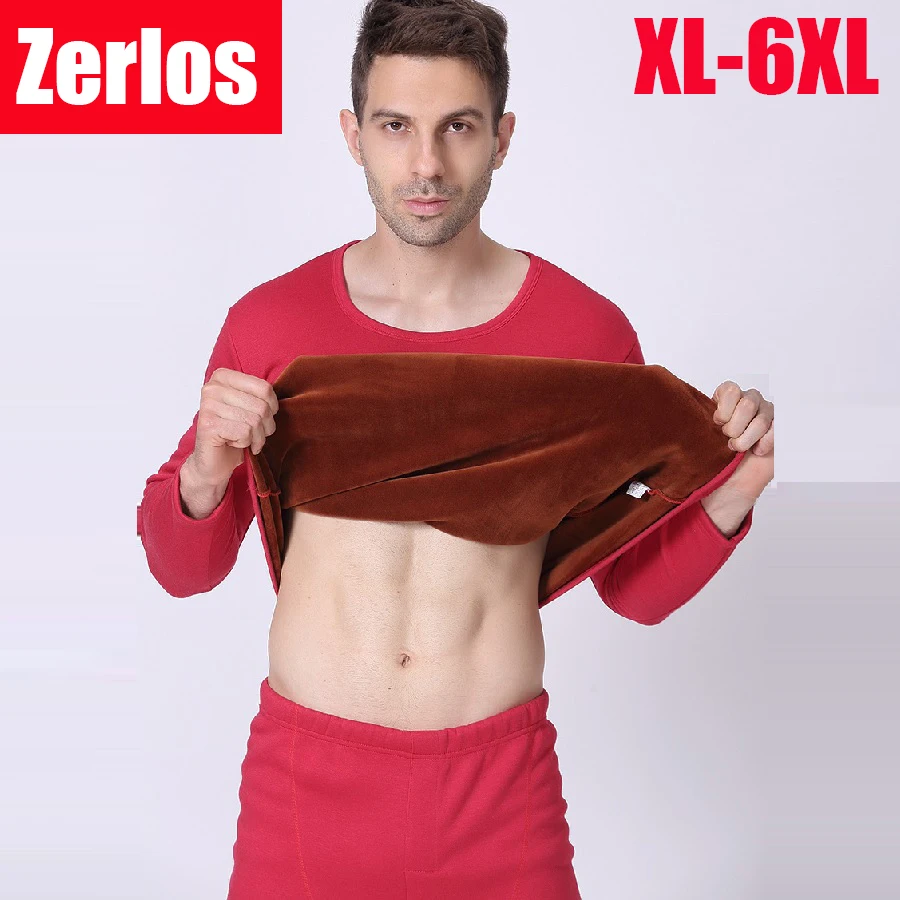 

Plus size xl- 5xl 6xl 7xl 2016 winter men thicken thermal velvet long johns double layers warm t shirt + high waist pants sets