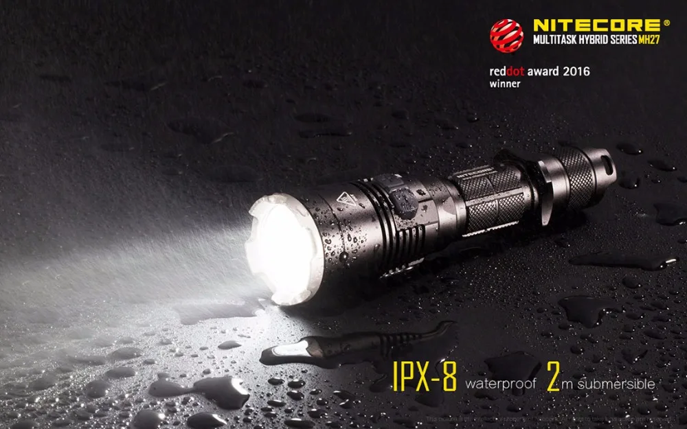 Светодиодный открытый фонарик NITECORE MH27 многозадачность факел max.1000LM Луч расстояние 462 метра тактический фонарь с батареей 18650