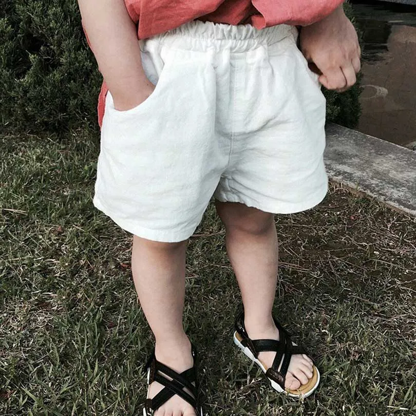 

2020 Summer Cool Boys Shorts Children Girl Harem Pants for Kids Cotton Linen Beach Trousers 1-6Y Toddler Boy Sportspant Clothes