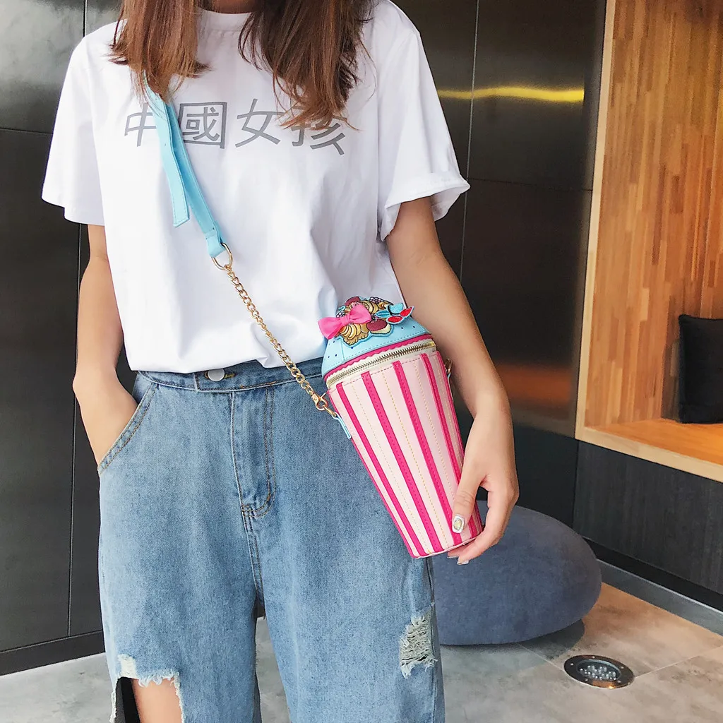 

Crossbody Bags For Women 2019 Fashion Women Ice Cream-Like Leather Crossbody Shoulder Bags Weird Bag Cute Messenger Bags