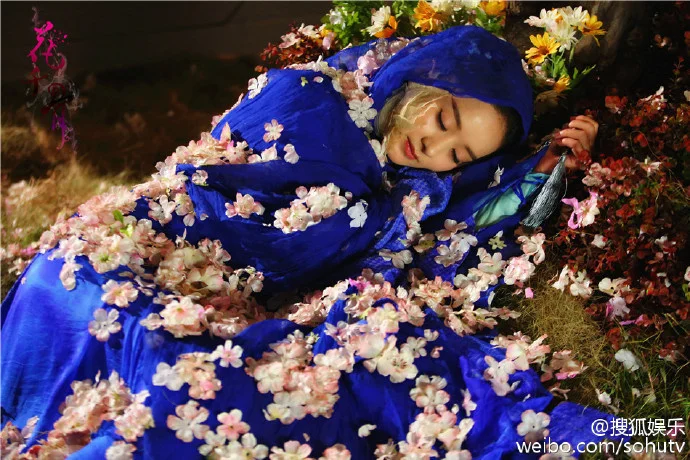 

Hua Luo Sapphire Blue Cloak 2015 Newest TV Play Journey of the Flower Hua Qian Gu Actress Qian Gu Cosplay Woman's Costume