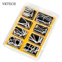 8PCS Set Montessori Materials Metal Puzzle Wire IQ Mind Brain Teaser Puzzles font b Toys b