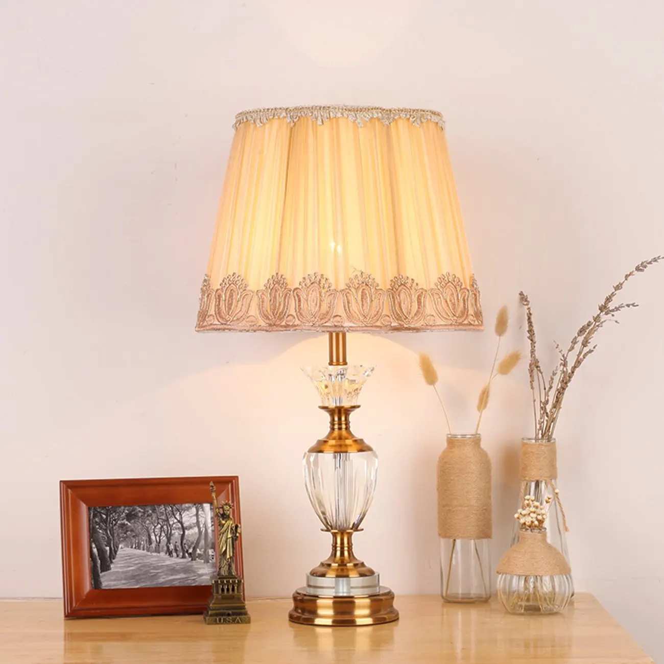 Ganeed Crystal Flower Table Lamps For Living Room Bedroom,33*56CM/13*22