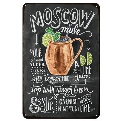 [inFour+] Hot Sour Bar Cocktail Metal Signs Home Decor Vintage Tin Signs Pub Home Decorative Plates Metal Sign Wall Plaques