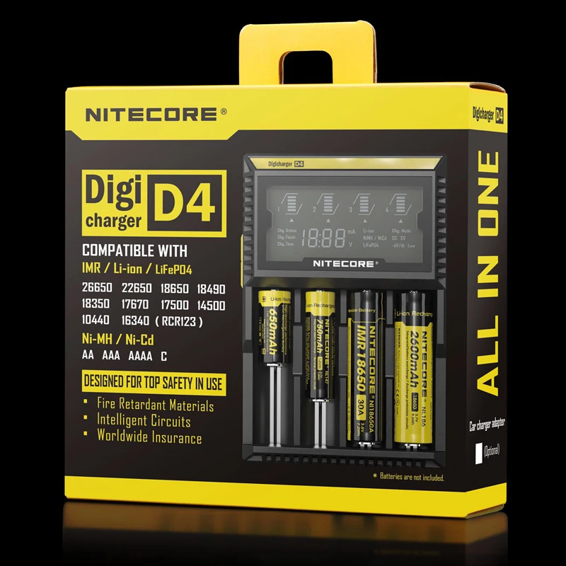 Зарядное устройство Nitecore D4 с ЖК дисплеем интеллектуальное зарядное Li Ion 18650 14500 16340