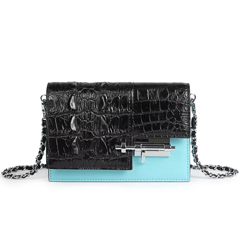 

Mixing Color Designer Genuine Alligator Skin Female Small Flap Purse Crocodile Leather Ladies Shoulder Bag Girls Mini Street Bag