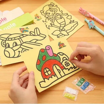 

10 PCs/LOT 12*16CM Children Kids Drawing Toys Sand Painting Pictures Kid DIY Crafts Education Toys