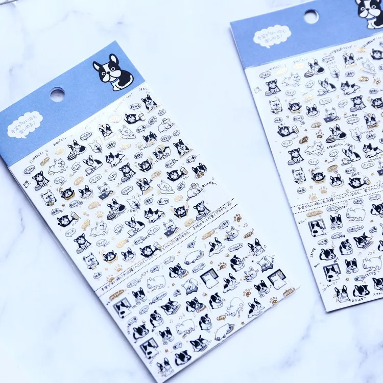 

Black White French Bull Decorative Stickers Adhesive Stickers DIY Decoration Diary Stationery Stickers Children Gift