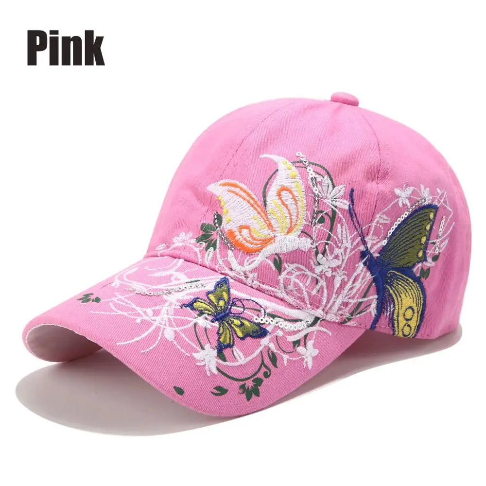 Pink RoxCober, модная, унисекс, женская, мужская, с блестками, с бабочкой, цветная, с вышивкой, бейсболка, бейсболка, s, регулируемая, хип-хоп, шляпа, козырьки - Цвет: Pink