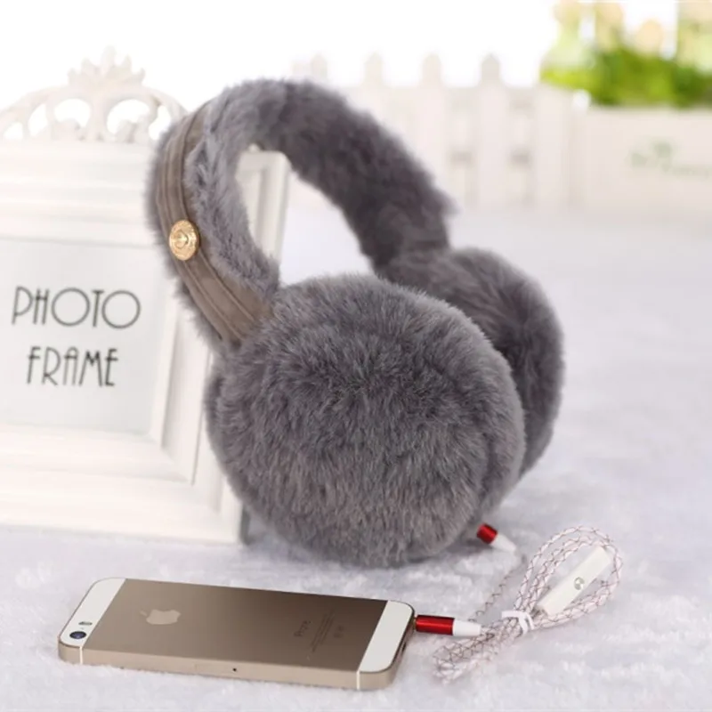 Warm Plush Winter Earmuffs Headphone Ear Muff Music Earphones 3.5mm