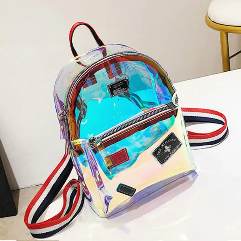 

2019 New Holographic Women Backpack Laser Transparent Travel Backpacks School Bags Rucksack For Teenager Girls
